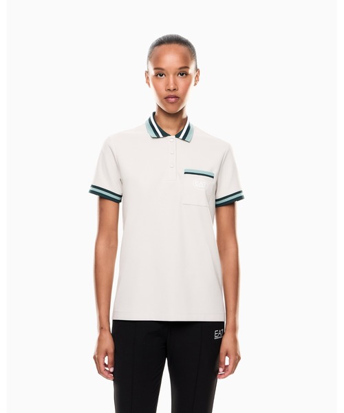 EMPORIO ARMANI EA7(エンポリオアルマーニイーエーセブン)の「【エンポリオ アルマーニ EA7】Golf Pro 半袖ポロシャツ VENTUS7テクニカルファブリック(ポロシャツ・レディース・ネイビー/ライトグレー・LARGE/MEDIUM/SMALL/X-SMALL)」の1枚目の写真