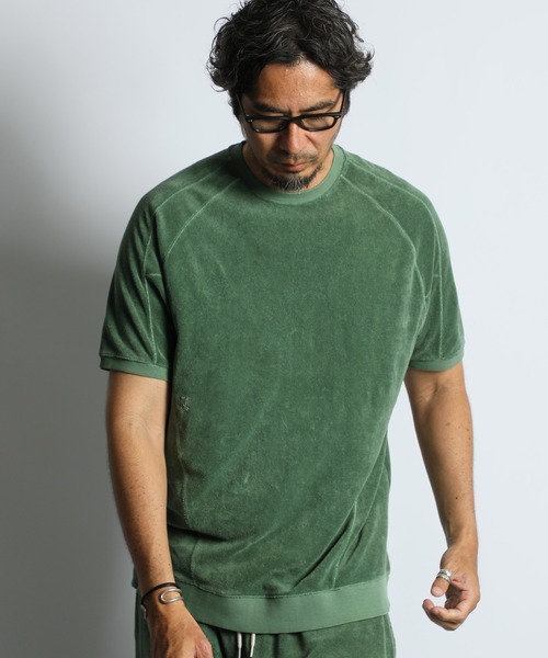 The DUFFER of ST.GEORGE(ザダファーオブセントジョージ)の「PIGMENT-DYE SETUP PILE TEE:ピグメント加工 セットアップ パイルTシャツ(Tシャツ/カットソー・メンズ・ホワイト/ミント/ネイビー・X-LARGE/LARGE/MEDIUM)」の6枚目の写真