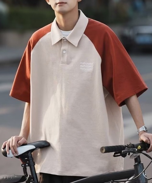 MGV(エムジーヴィー)の「バイカラーラグランポロシャツ(ポロシャツ・メンズ・ベージュ/グレー/ネイビー・MEDIUM/LARGE/X-LARGE)」の8枚目の写真