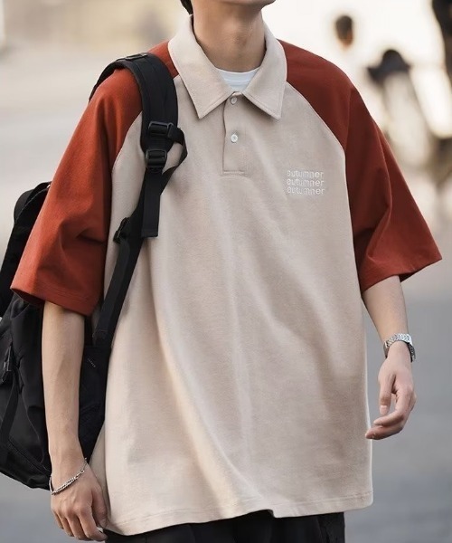 MGV(エムジーヴィー)の「バイカラーラグランポロシャツ(ポロシャツ・メンズ・ベージュ/グレー/ネイビー・MEDIUM/LARGE/X-LARGE)」の9枚目の写真