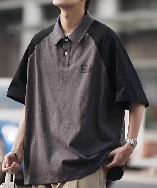 MGV(エムジーヴィー)の「バイカラーラグランポロシャツ(ポロシャツ・メンズ・ベージュ/グレー/ネイビー・MEDIUM/LARGE/X-LARGE)」の5枚目の写真