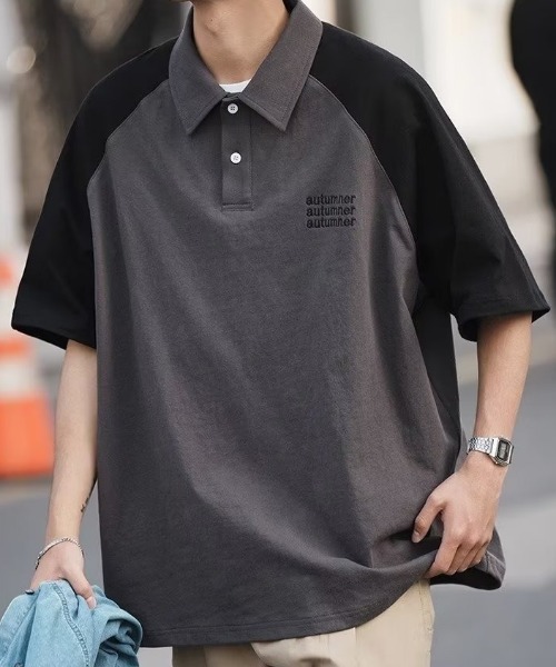 MGV(エムジーヴィー)の「バイカラーラグランポロシャツ(ポロシャツ・メンズ・ベージュ/グレー/ネイビー・MEDIUM/LARGE/X-LARGE)」の7枚目の写真