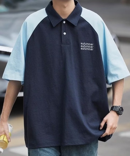 MGV(エムジーヴィー)の「バイカラーラグランポロシャツ(ポロシャツ・メンズ・ベージュ/グレー/ネイビー・MEDIUM/LARGE/X-LARGE)」の17枚目の写真