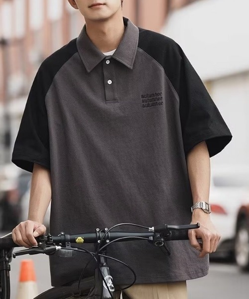 MGV(エムジーヴィー)の「バイカラーラグランポロシャツ(ポロシャツ・メンズ・ベージュ/グレー/ネイビー・MEDIUM/LARGE/X-LARGE)」の6枚目の写真