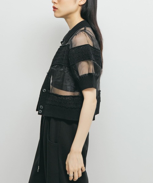 KBF（ケイビーエフ）の「クロシェニットドッキングブラウス（シャツ/ブラウス・レディース・アイボリー/ブラック・ONE）」の4枚目の写真