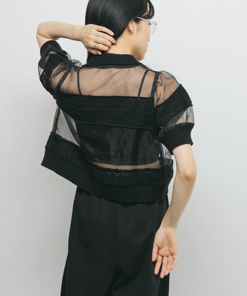 セール】クロシェニットドッキングブラウス（シャツ/ブラウス）｜KBF