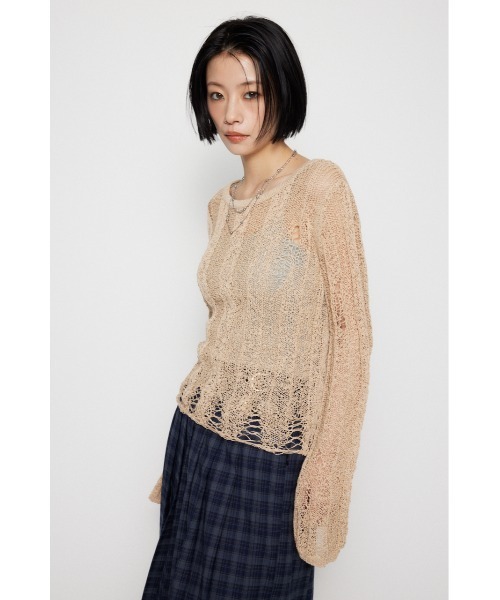 LAGUA GEM(ラグアジェム)の「SIDE SLIT CRASH トップス(ニット/セーター・レディース・レッド/チャコールグレー/ベージュ・FREE)」の11枚目の写真