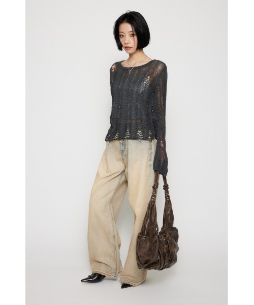 LAGUA GEM(ラグアジェム)の「SIDE SLIT CRASH トップス(ニット/セーター・レディース・レッド/チャコールグレー/ベージュ・FREE)」の16枚目の写真