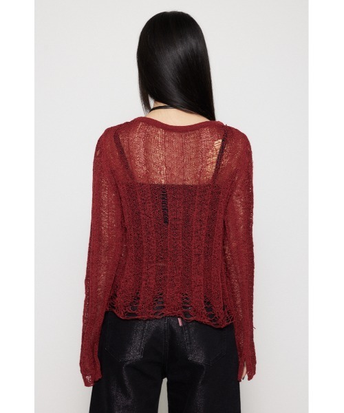 LAGUA GEM(ラグアジェム)の「SIDE SLIT CRASH トップス(ニット/セーター・レディース・レッド/チャコールグレー/ベージュ・FREE)」の5枚目の写真