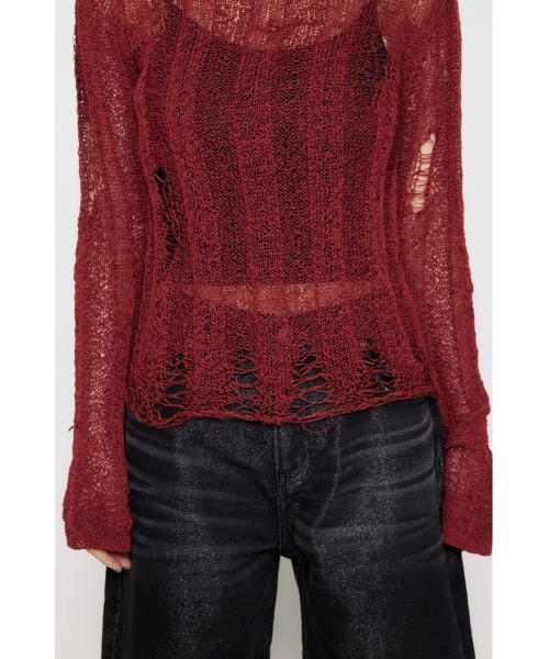 LAGUA GEM(ラグアジェム)の「SIDE SLIT CRASH トップス(ニット/セーター・レディース・レッド/チャコールグレー/ベージュ・FREE)」の7枚目の写真