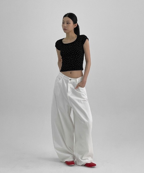 BLACKUP（ブラックアップ）の「[MADE] ステラキャップスリーブT（Tシャツ/カットソー・レディース・グレー/ブラック・FREE）」の7枚目の写真