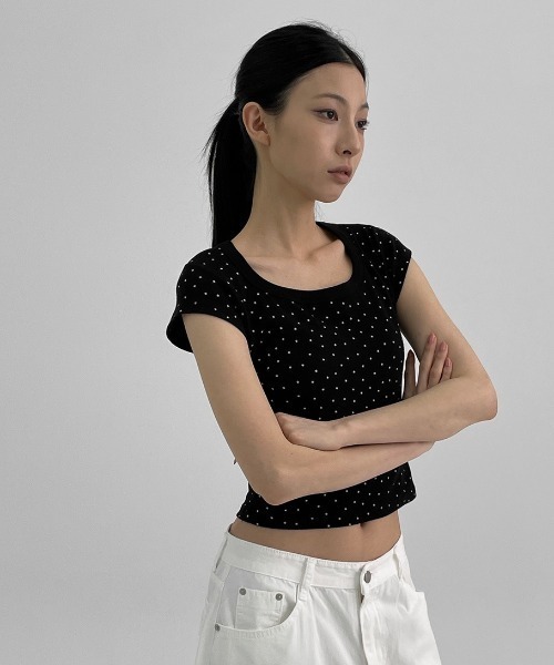 BLACKUP（ブラックアップ）の「[MADE] ステラキャップスリーブT（Tシャツ/カットソー・レディース・グレー/ブラック・FREE）」の3枚目の写真