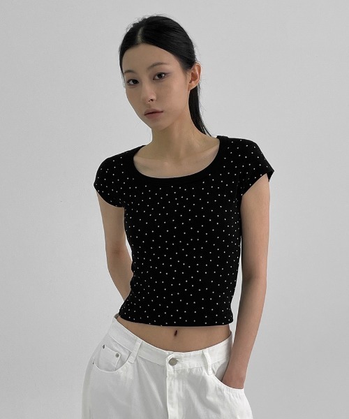 BLACKUP（ブラックアップ）の「[MADE] ステラキャップスリーブT（Tシャツ/カットソー・レディース・グレー/ブラック・FREE）」の4枚目の写真