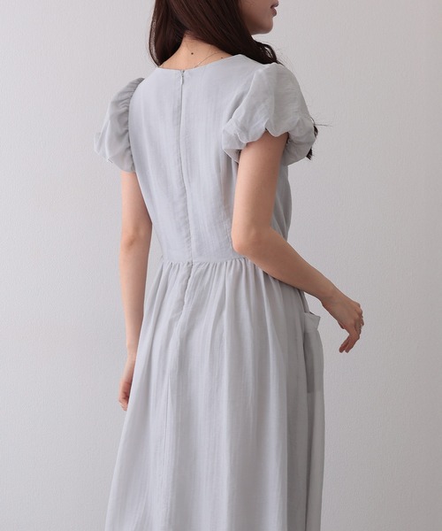 Lace Ladies(レースレディース)の「フロント ギャザー リボン パフスリーブ ワンピース(ワンピース・レディース・ラベンダー/ブルー/グレー・M)」の5枚目の写真