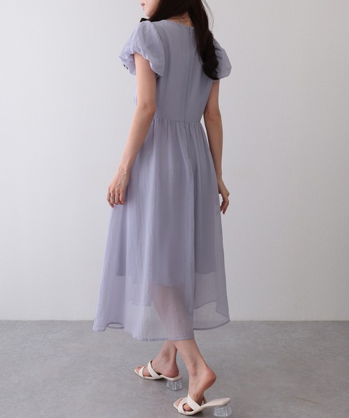 Lace Ladies(レースレディース)の「フロント ギャザー リボン パフスリーブ ワンピース(ワンピース・レディース・ラベンダー/ブルー/グレー・M)」の10枚目の写真