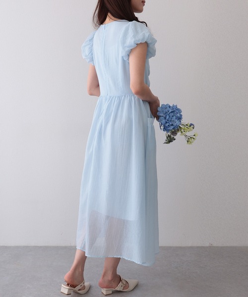 Lace Ladies(レースレディース)の「フロント ギャザー リボン パフスリーブ ワンピース(ワンピース・レディース・ラベンダー/ブルー/グレー・M)」の16枚目の写真