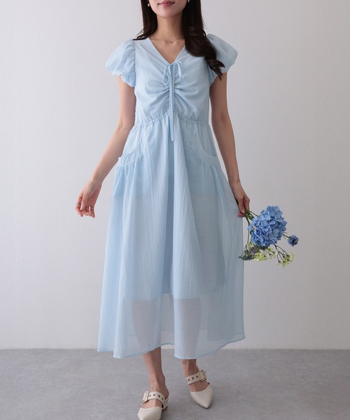 Lace Ladies(レースレディース)の「フロント ギャザー リボン パフスリーブ ワンピース(ワンピース・レディース・ラベンダー/ブルー/グレー・M)」の18枚目の写真