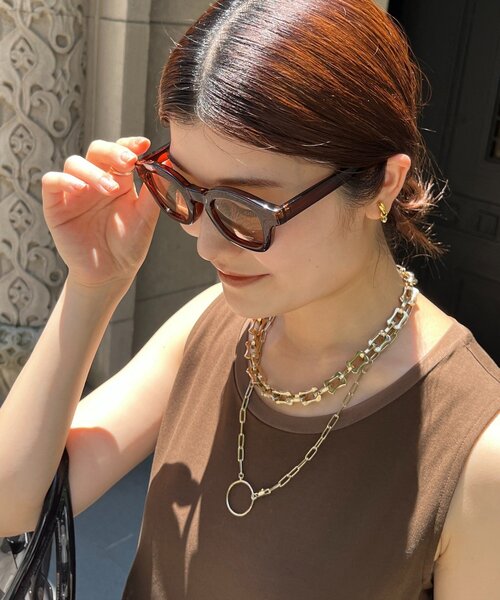 DouDou（ドゥドゥ）の「太フレームサングラス＋ケースセット（サングラス・レディース・ブラウン/ダークブラウン/ブラック・FREE）」の14枚目の写真