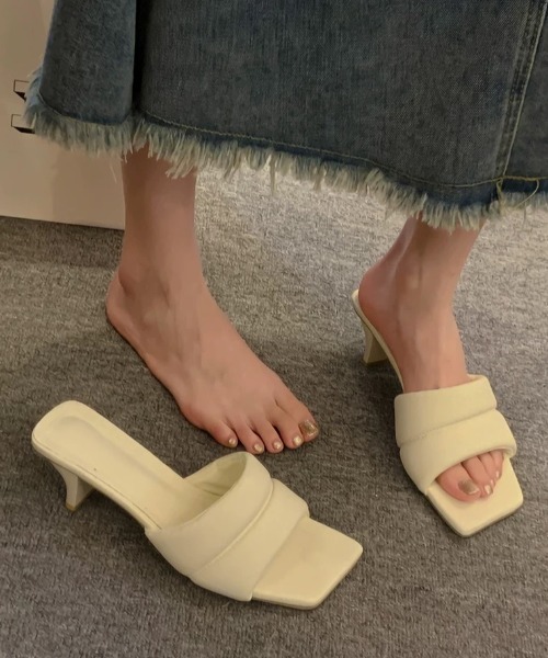 サンダル・ミュール SANDAL CLETHRA セール】キラキラパール＆ガラスミュールサンダル（サンダル