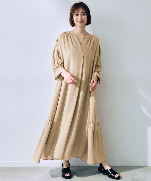 自由区【今季新作】ソフトシルクビエラワンピース セール】ソフトシルクビエラ ワンピース（ワンピース）｜自由区