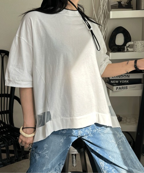 deux amour(ドゥーザムール)の「バックチュールTシャツ(Tシャツ/カットソー・レディース・ホワイト/ブラック・M~L)」の3枚目の写真