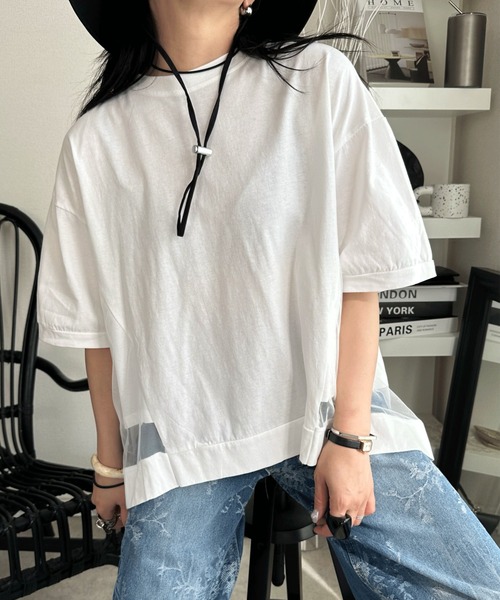 deux amour(ドゥーザムール)の「バックチュールTシャツ(Tシャツ/カットソー・レディース・ホワイト/ブラック・M~L)」の5枚目の写真
