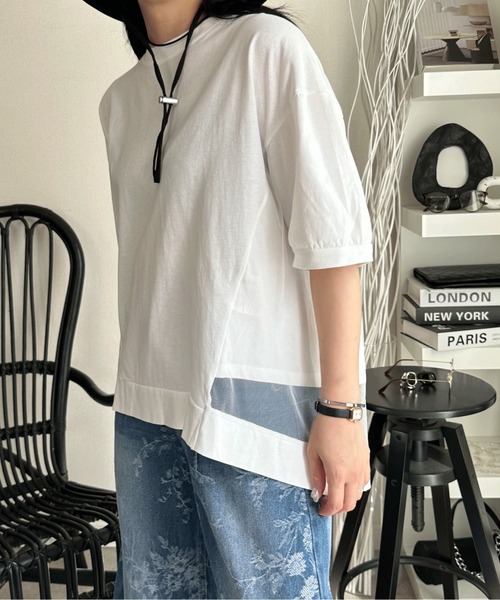 deux amour(ドゥーザムール)の「バックチュールTシャツ(Tシャツ/カットソー・レディース・ホワイト/ブラック・M~L)」の7枚目の写真