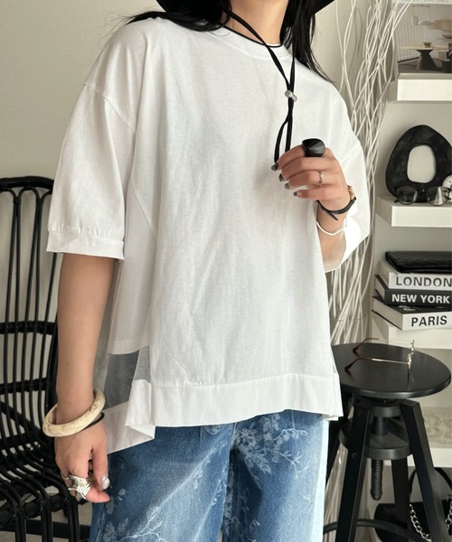 deux amour(ドゥーザムール)の「バックチュールTシャツ(Tシャツ/カットソー・レディース・ホワイト/ブラック・M~L)」の6枚目の写真