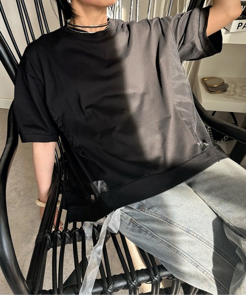 deux amour(ドゥーザムール)の「バックチュールTシャツ(Tシャツ/カットソー・レディース・ホワイト/ブラック・M~L)」の11枚目の写真