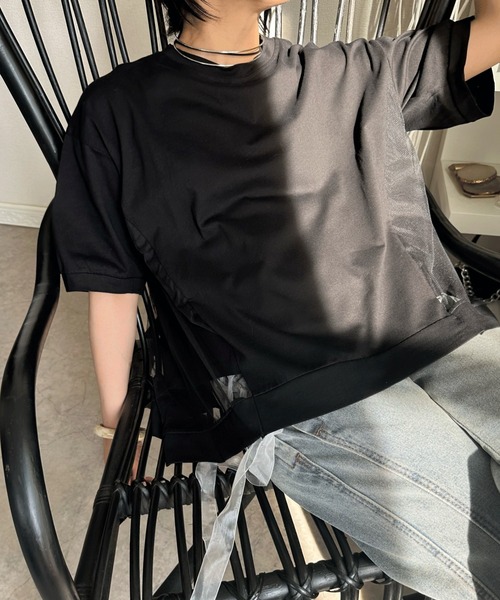 deux amour(ドゥーザムール)の「バックチュールTシャツ(Tシャツ/カットソー・レディース・ホワイト/ブラック・M~L)」の12枚目の写真
