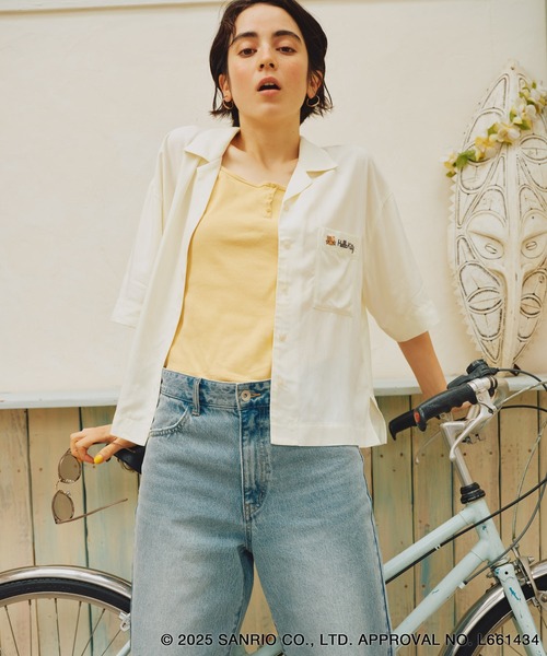 ハローキティコラボ（ハローキティコラボ）の「【ROPE' PICNIC×ハローキティ コラボ】日焼けハローキティ アソートシャツ（シャツ/ブラウス・レディース・スミクロ/キナリ・FREE）」の4枚目の写真