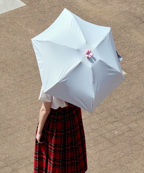collex（コレックス）の「RAIN 晴雨兼用　無地　ミニ傘（折りたたみ傘・レディース・アイボリー/グレー・フリー）」の3枚目の写真