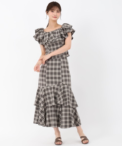 MISCH MASCH(ミッシュマッシュ)の「ランダムフレアチェックスカート(スカート・レディース・ベージュ/ピンク・S/M)」の9枚目の写真