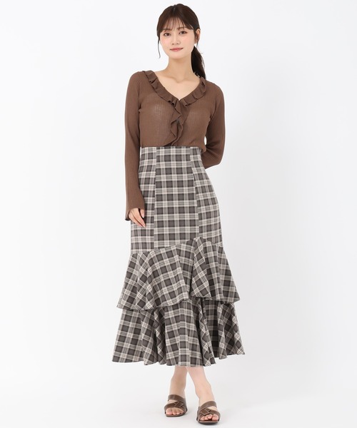 新品☆フレアチェックスカート セール】 【雑誌InRed(宝島社)11月号掲載】ビックチェックタフタ