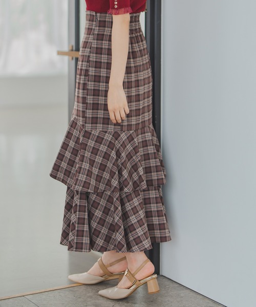 MISCH MASCH(ミッシュマッシュ)の「ランダムフレアチェックスカート(スカート・レディース・ベージュ/ピンク・S/M)」の19枚目の写真