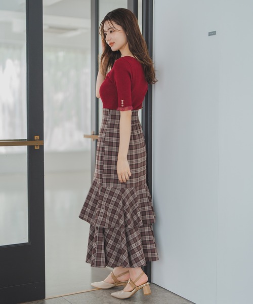 MISCH MASCH(ミッシュマッシュ)の「ランダムフレアチェックスカート(スカート・レディース・ベージュ/ピンク・S/M)」の18枚目の写真