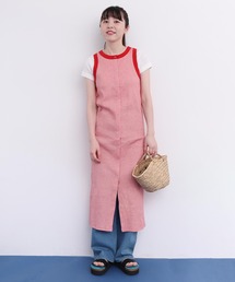 IAM I アイアムアイTシャツワンピ　赤ピンクボーダー IAM I アイアムアイTシャツワンピ 赤ピンクボーダー