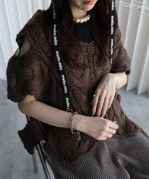 数量限定【handmade】ケーブルニットデザインベスト