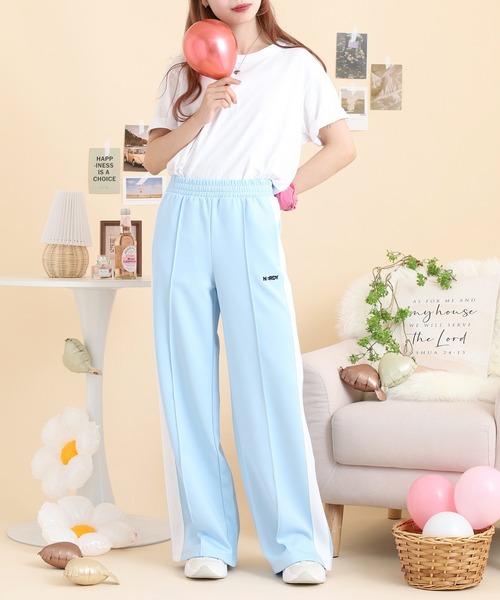 NERDY(ノルディ)の「カラーブロックトラックパンツ(スウェットパンツ・レディース・ピンク/ブルー/ホワイト・S/M/SS)」の11枚目の写真