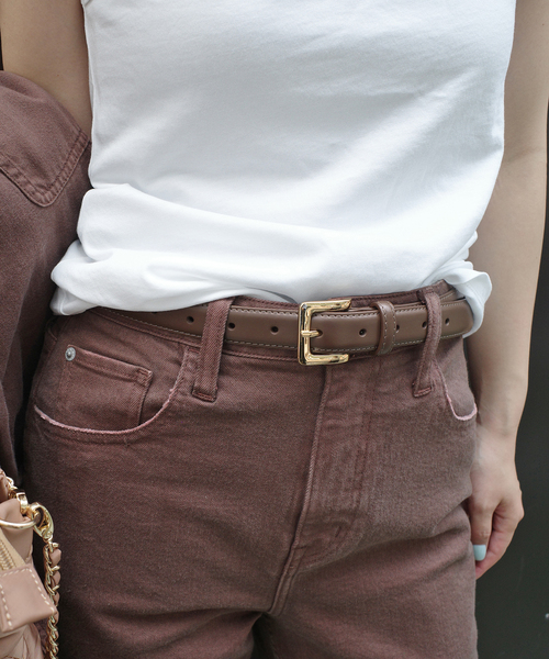 SLOBE IENA（スローブイエナ）の「SLOBE スクエアバックルベルト（ベルト・レディース・ブラック/ブラウン・FREE）」の8枚目の写真