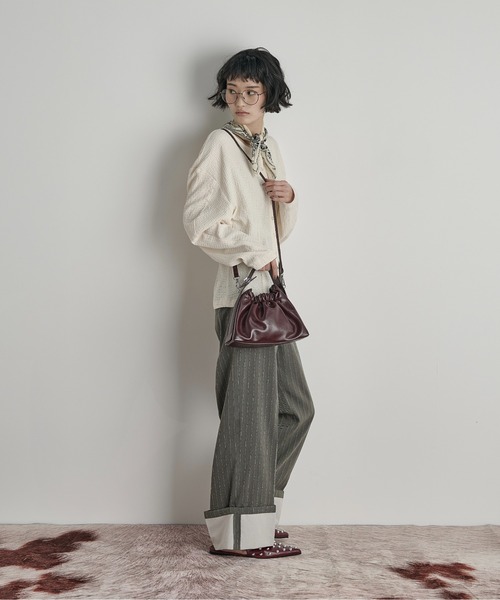 THE YOn(ザヨン)の「2WAYフォルムスリーブリップルジャガードカーディガン(Tシャツ/カットソー・レディース・ブラウン/ブラック/アイボリー・FREE)」の13枚目の写真