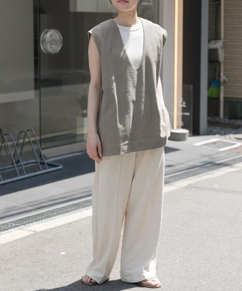 FORK&SPOON（フォークアンドスプーン）の「FORK&SPOON　ジャガードUネックベスト（ベスト・レディース・カーキ/ブラック/アイボリー・1）」の11枚目の写真