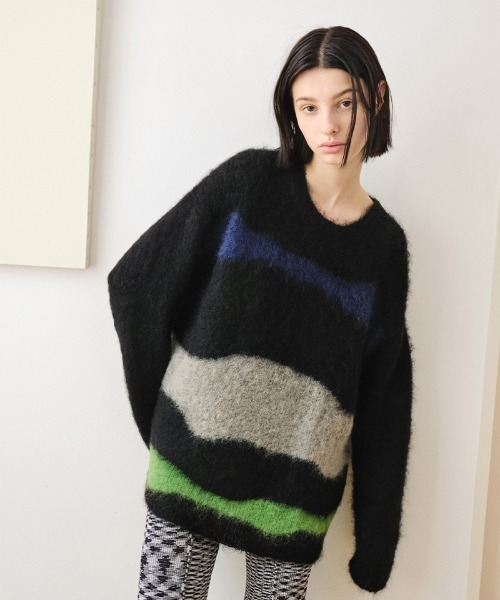 トップス soduk/drawing knit top soduk drawing knit top