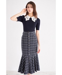 ブルーレーベル　スカート　リボン付き ハートリボン付き裾チュールスカート[品番：RJTW0001480
