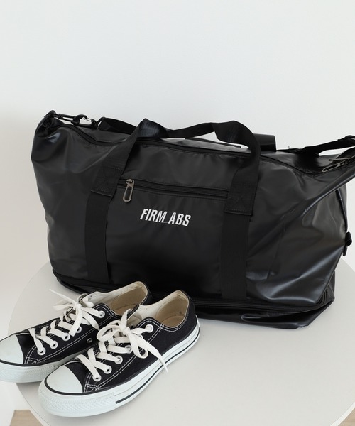 FUNALIVE（ファンアライブ）の「防水加工ラミネートコーティング大容量２ポケットボストンバッグ　トラベル＆ジム用（ボストンバッグ・メンズ・シルバー/ブラック/ライトグリーン/ピンク・FREE）」の2枚目の写真