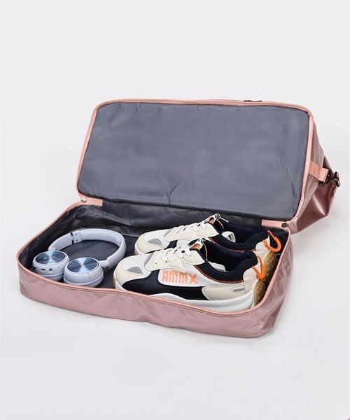 FUNALIVE（ファンアライブ）の「防水加工ラミネートコーティング大容量２ポケットボストンバッグ　トラベル＆ジム用（ボストンバッグ・メンズ・シルバー/ブラック/ライトグリーン/ピンク・FREE）」の6枚目の写真