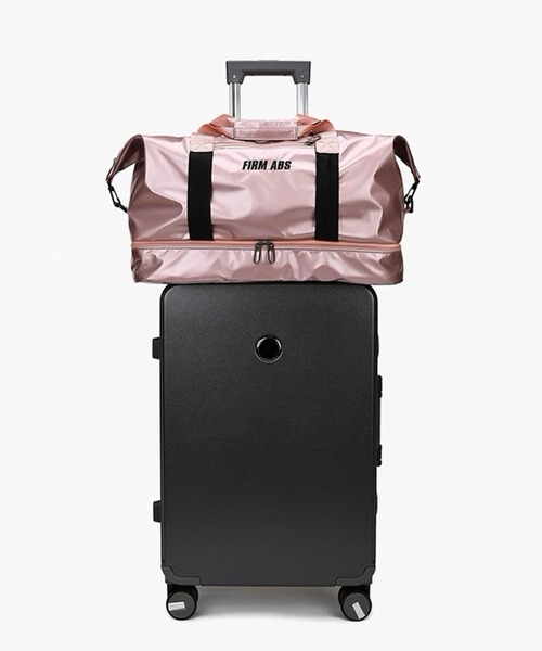 FUNALIVE（ファンアライブ）の「防水加工ラミネートコーティング大容量２ポケットボストンバッグ　トラベル＆ジム用（ボストンバッグ・メンズ・シルバー/ブラック/ライトグリーン/ピンク・FREE）」の5枚目の写真