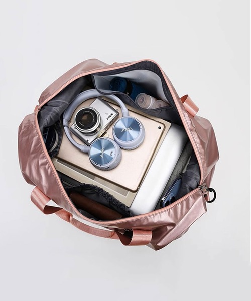 FUNALIVE（ファンアライブ）の「防水加工ラミネートコーティング大容量２ポケットボストンバッグ　トラベル＆ジム用（ボストンバッグ・メンズ・シルバー/ブラック/ライトグリーン/ピンク・FREE）」の7枚目の写真