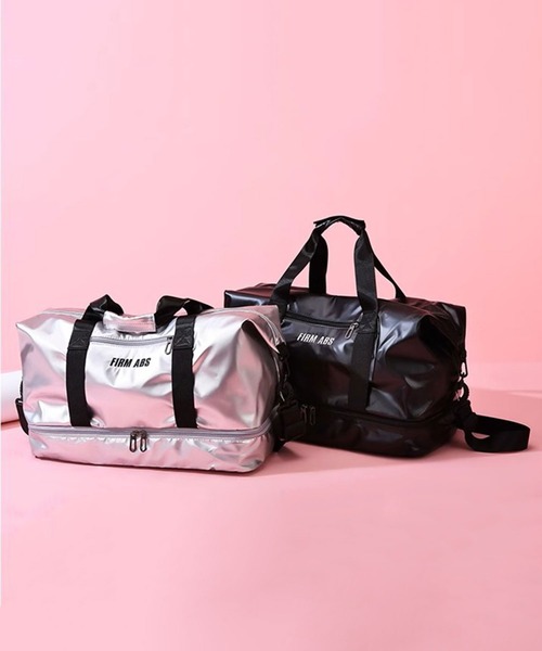 FUNALIVE（ファンアライブ）の「防水加工ラミネートコーティング大容量２ポケットボストンバッグ　トラベル＆ジム用（ボストンバッグ・メンズ・シルバー/ブラック/ライトグリーン/ピンク・FREE）」の20枚目の写真