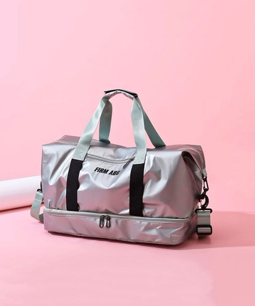 FUNALIVE（ファンアライブ）の「防水加工ラミネートコーティング大容量２ポケットボストンバッグ　トラベル＆ジム用（ボストンバッグ・メンズ・シルバー/ブラック/ライトグリーン/ピンク・FREE）」の21枚目の写真